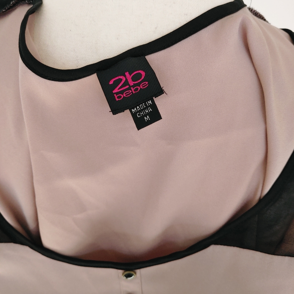 Bebe Silky Colorblock Strappy Back Button Tank - Picture 6 of 6